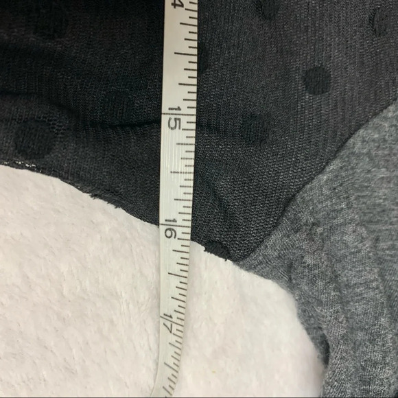 Loft outlet long sleeve top size small black/gray polka dot front panel - Picture 6 of 9